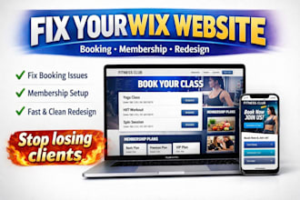 fix wix booking issues, design wix membership site setup and website redesign