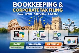 handle bookkeeping and corporate tax filing for italy, spain, portugal, belgium