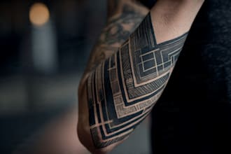 create sleeve tattoo design in geometric style