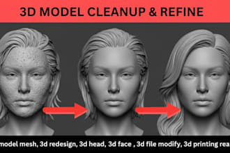 do 3d scan cleanup, mesh repair, stl file, 3d model, 3d scan for 3d printing