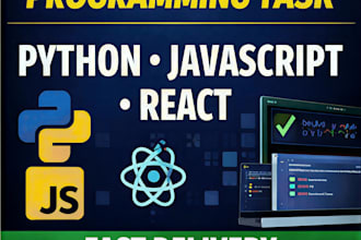 do python, javascript, react, programming task and project