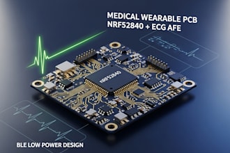 design miniature medical wearable pcb with nrf52840, ecg afe ble