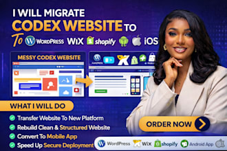 migrate codex website to wordpress wix shopify android app ios rebuild export