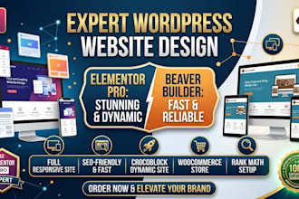 design responsive wordpress website with elementor pro or beaver builder