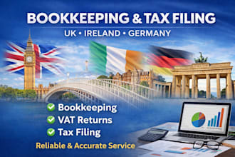 do bookkeeping and tax filing for businesses in the UK, ireland and germany