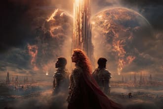draw a cinematic sci fi book cover illustration
