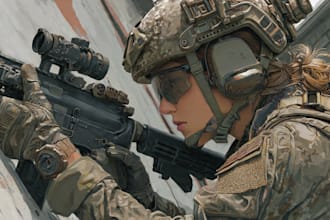 draw tactical, warrior ,or military themed illustrations