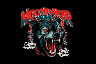 design high quality wolf mascot logo with t shirt design