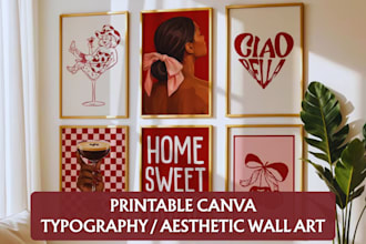 trendy canva wall art design, aesthetic printable wall art fast