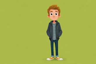 draw a vector 2d character, cartoon character