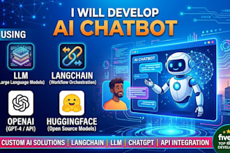 develop ai chatbot using llm, langchain, openai, huggingface