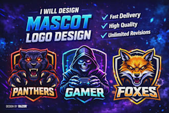 design mascot logo for esports team and gaming brand