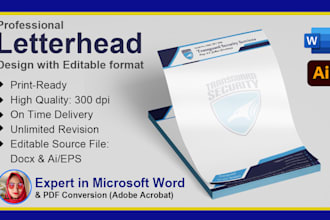 do professional letterhead design with editable microsoft word document