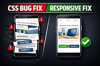 fix HTML CSS bugs and responsive issues fast