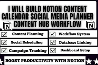 build notion content calendar social media planner content hub workflow etsy