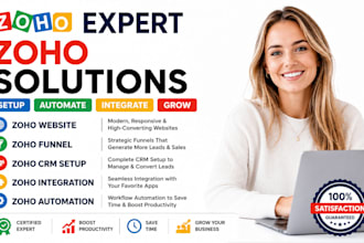 build zoho website, zoho funnel design, zoho crm setup, zoho integration, zoho