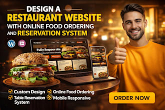 design a restaurant website with online food ordering, and reservation system