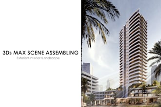 assemble the scene in 3d max