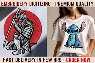 do professional embroidery digitizing logo  into dst pes emb within 1 hrs