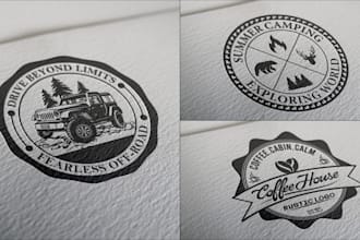 create a unique rustic badge circle logo design