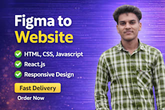 convert figma to responsive website or react js web app