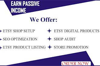 setup, audit, SEO optimize, list and promote your etsy shop