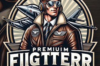 design high quality fighter jet mascot logo with t shirt design