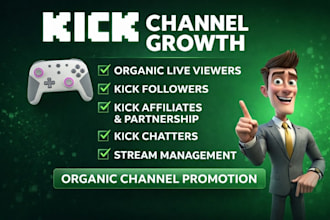 promote your kick channel organically to gain followers, live viewers, chatters