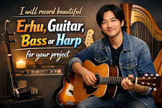 record real erhu, guitar, bass or harp for your project
