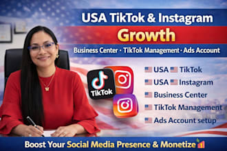 set up USA tiktok and instagram business center and manage ads account