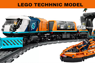 design custom 3d lego moc, lego technic car, bike, ship, train with instructions