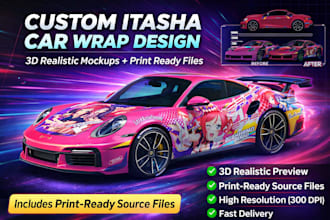 create itasha car wrap design, racing car wrap design, itasha anime