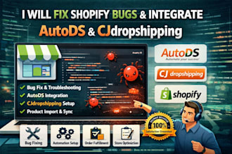 setup and fix shopify bugs integrate autods cjdropshipping to your shopify store