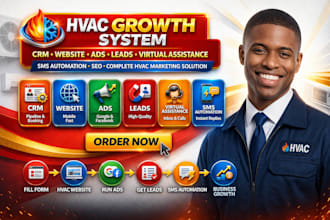build hvac CRM website ads lead generation virtual assistance SMS automation SEO