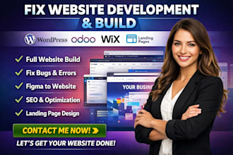 fix website development build wordpress odoo developer wix landing page figma