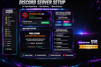 setup discord sever and custom bots for you