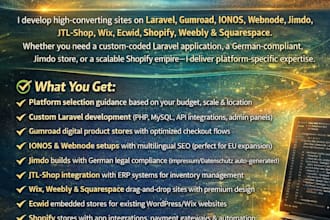 build laravel gumroad design ionos webnode jimdo jtl shop website development