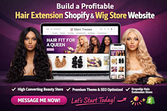 build hair extension shopify store hair wig beauty website shopify store salon