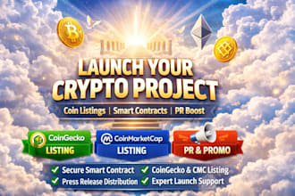 handle crypto project launch, token listing, and press release distribution