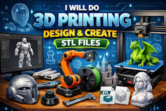 do 3d printing design and create stl files for 3d printing