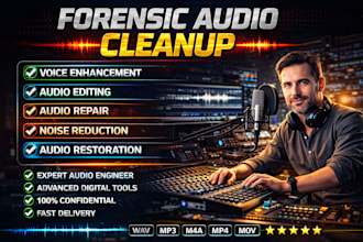do forensic audio enhancement, noise reduction,detect backgroung voice, and audi