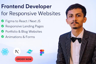 build a responsive frontend website using react,  next js