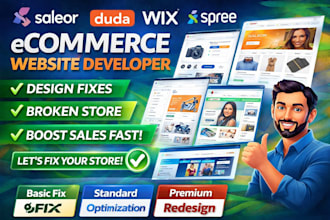 design fix saleor duda wix spree  ecommerce website developer