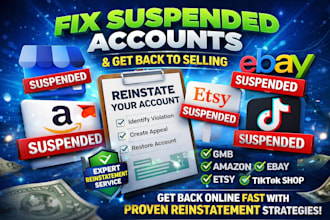 fix gmb reinstate amazon ebay etsy account suspension tiktok shop reinstatement