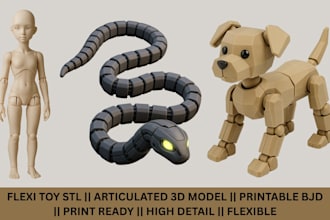 model articulated flexi toy bjd doll sculpt stl fidget toy 3d dragon 3d printing