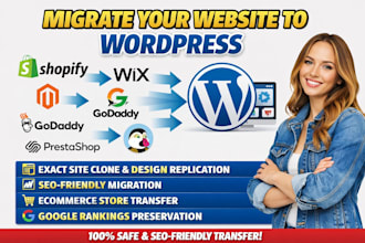 wordpress migration clone migrate wix shopify magento godaddy ionos to wordpress