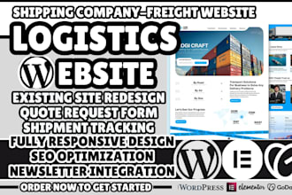 logistics website, freight website, shipping company, trucking company website