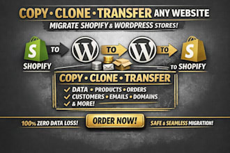 copy clone transfer wordpress website migrate wordpress product to shopify store