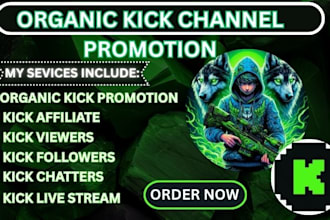 do organic kick promotion to increase live viewers, chatters and followers