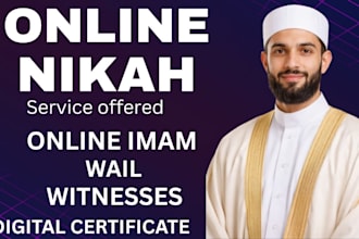 perform online nikah, isiamic marriage, virtual nikah witnesses and wail